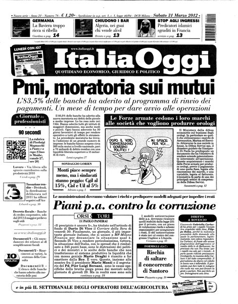 Italia oggi : quotidiano di economia finanza e politica